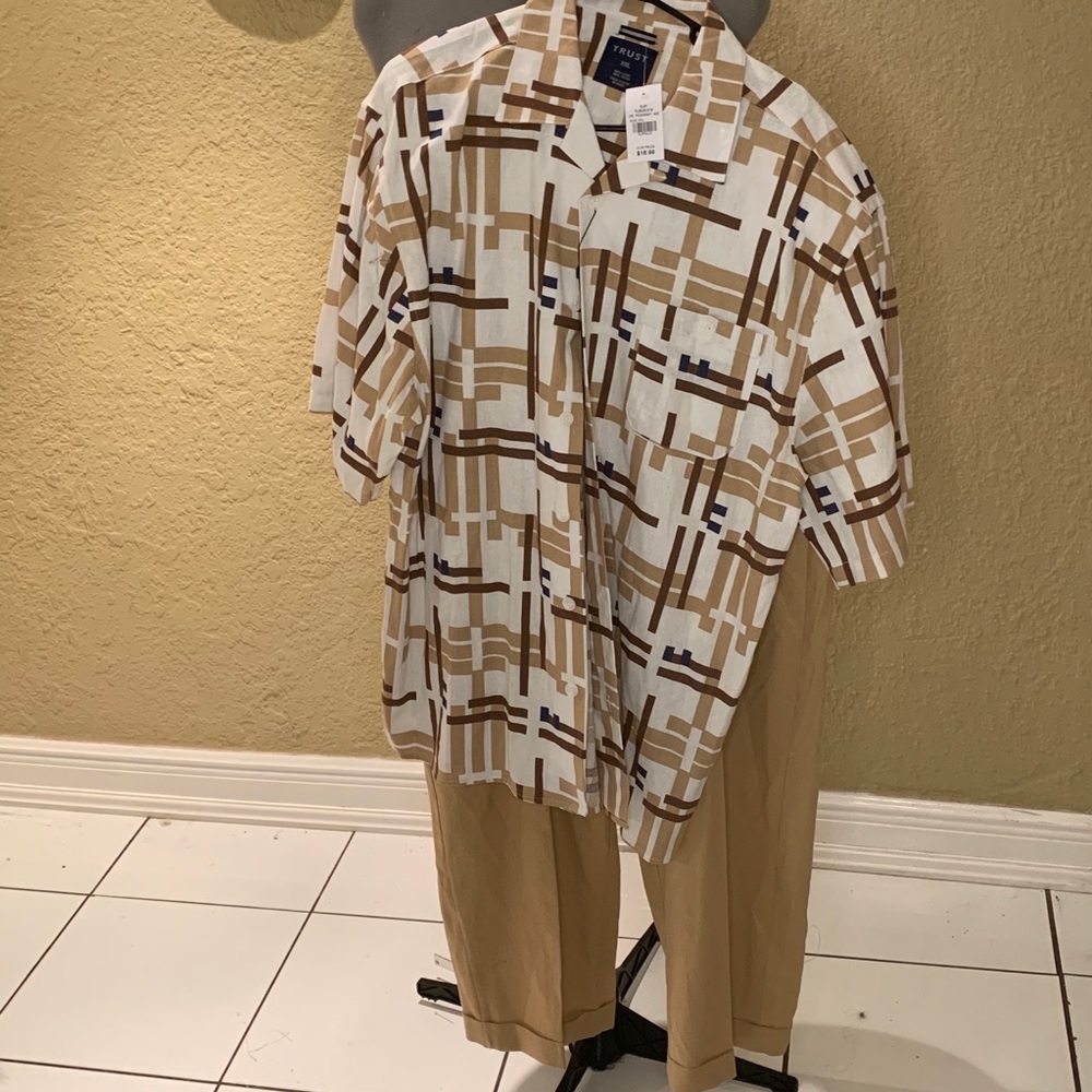 Men Linen Rayon 2-Piece Set Size XXL